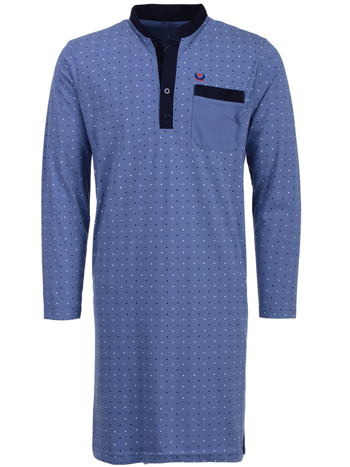 Nightdress long-sleeved - stand-up collar with dots