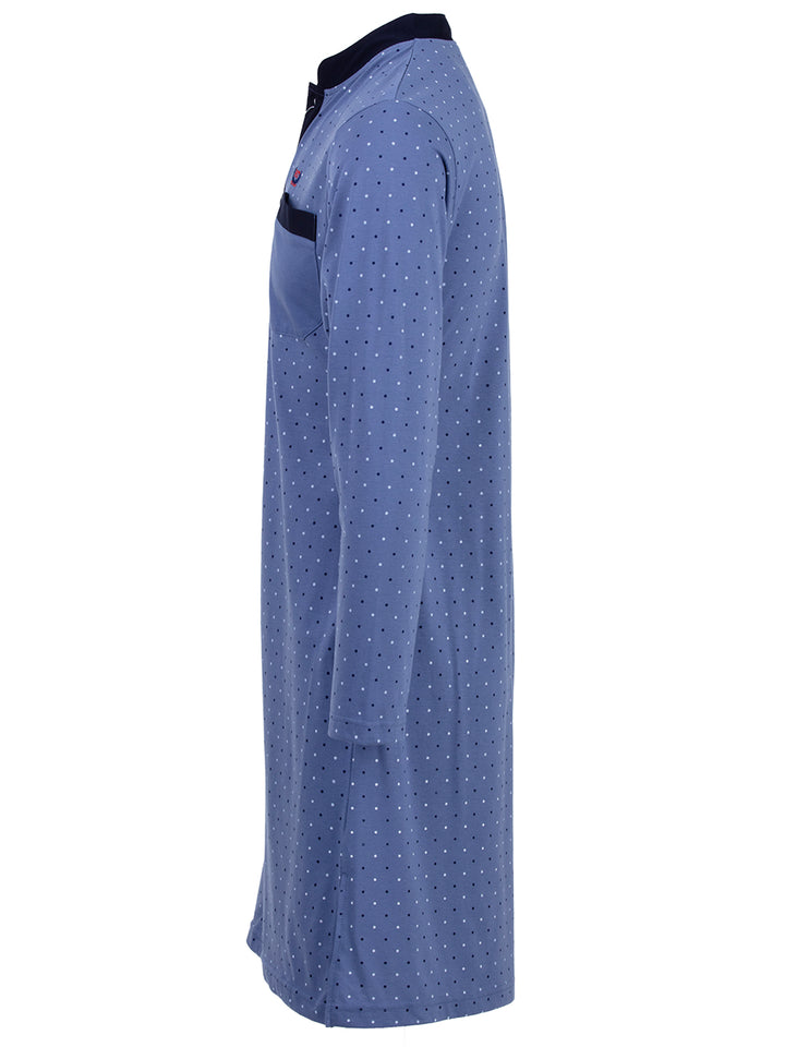 Nightdress long-sleeved - stand-up collar with dots