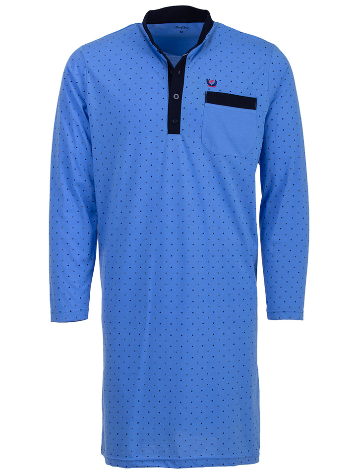 Nightdress long-sleeved - stand-up collar with dots
