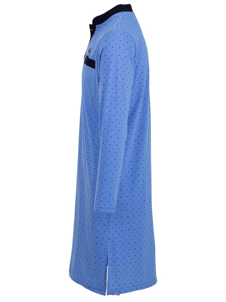 Nightdress long-sleeved - stand-up collar with dots