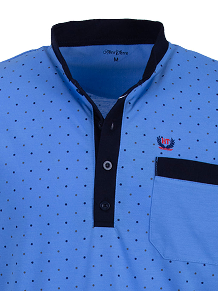 Nightdress long-sleeved - stand-up collar with dots