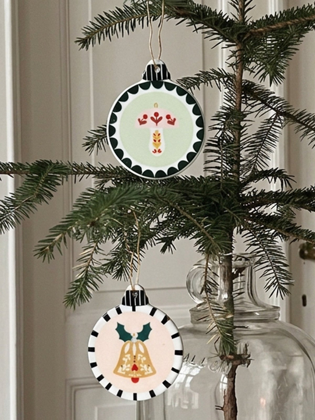 Nostalgic Ceramic Christmas Trio – Set of Mushroom, Rocking Horse &amp; Bell