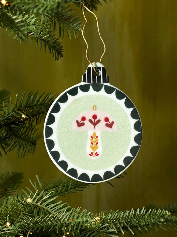 Nostalgic Ceramic Christmas Trio – Set of Mushroom, Rocking Horse &amp; Bell