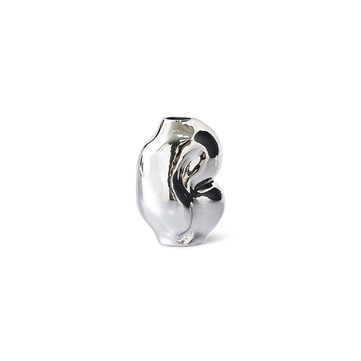 Gleam Glass Vase Small Chrome – organic design vase 900 ml