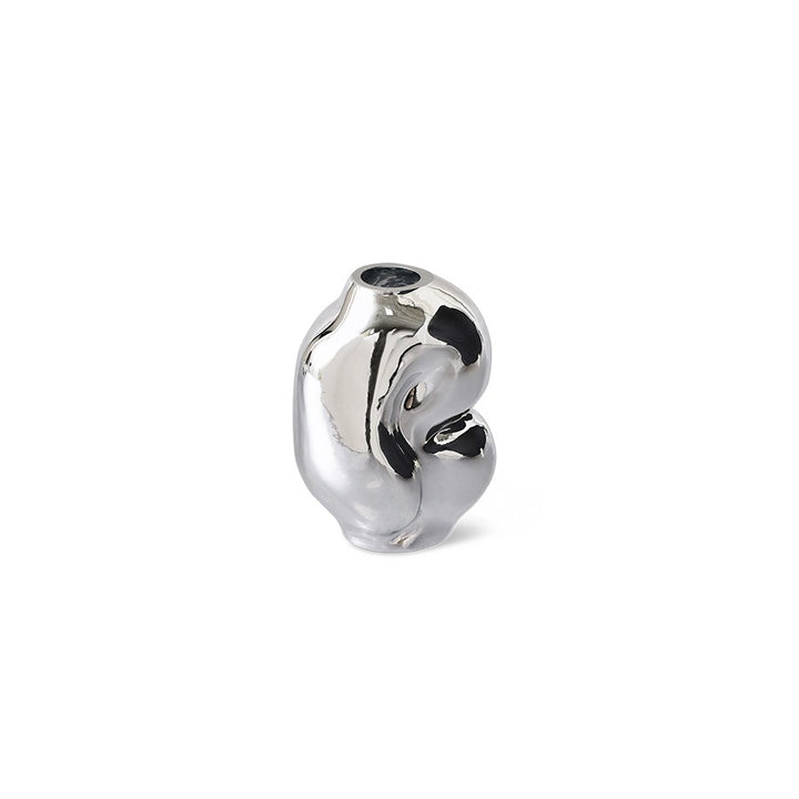 Gleam Glass Vase Small Chrome – organic design vase 900 ml