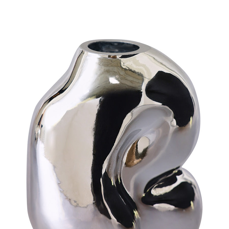 Gleam Glass Vase Small Chrome – organic design vase 900 ml