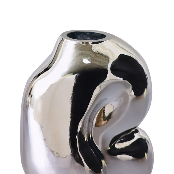 Gleam Glass Vase Small Chrome – organic design vase 900 ml