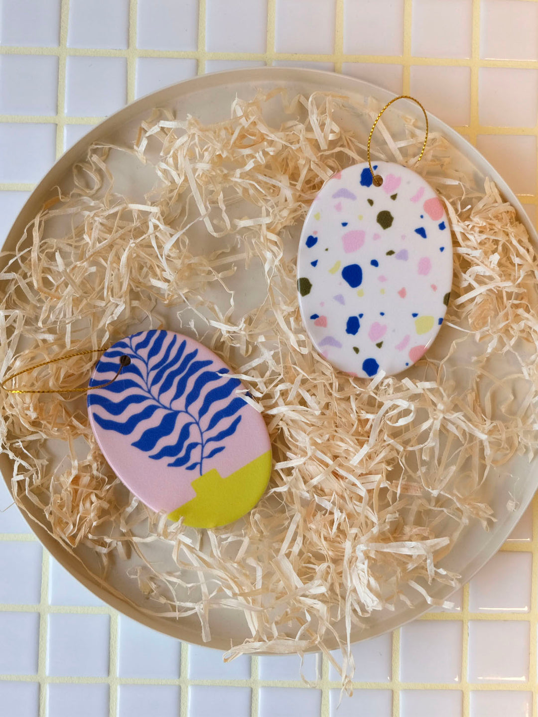Ceramic pendant Terrazzo oval