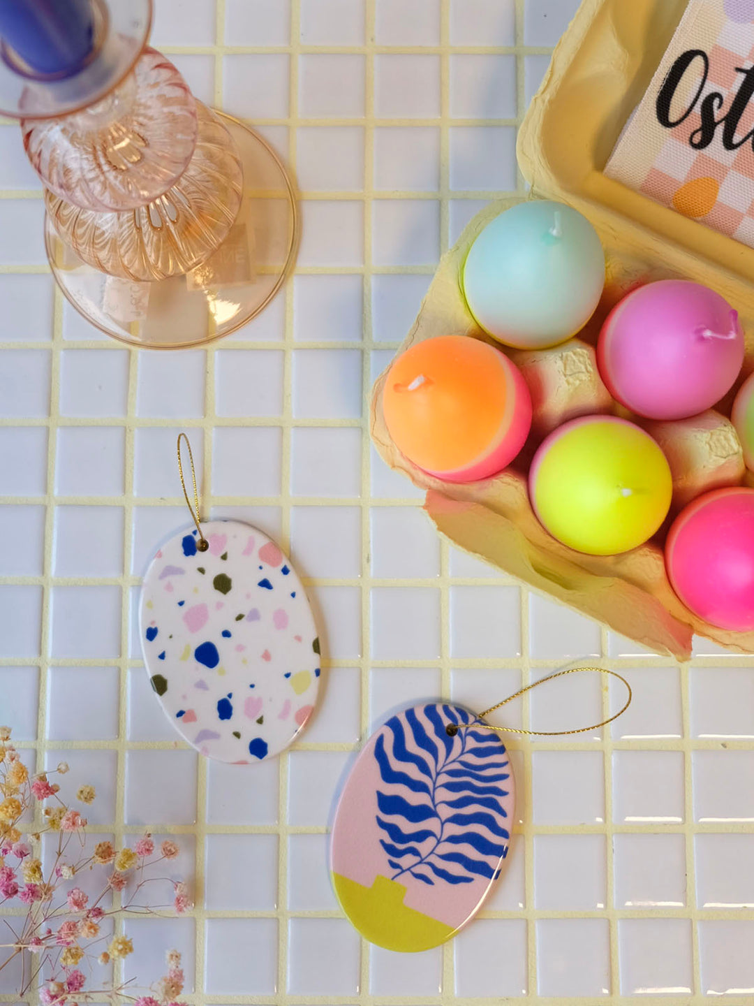 Ceramic pendant Terrazzo oval