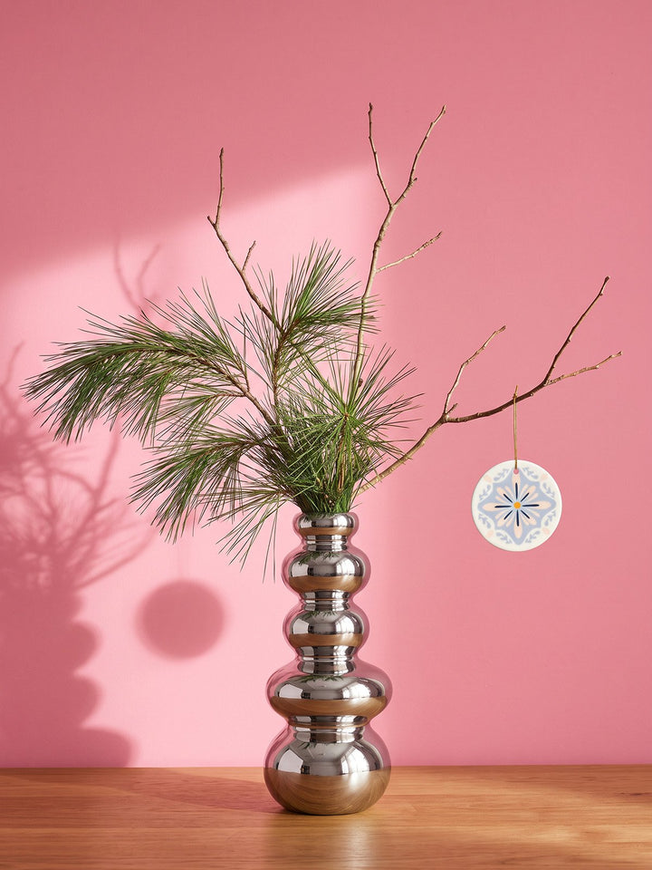 scandi ceramic round Christmas ornament cream