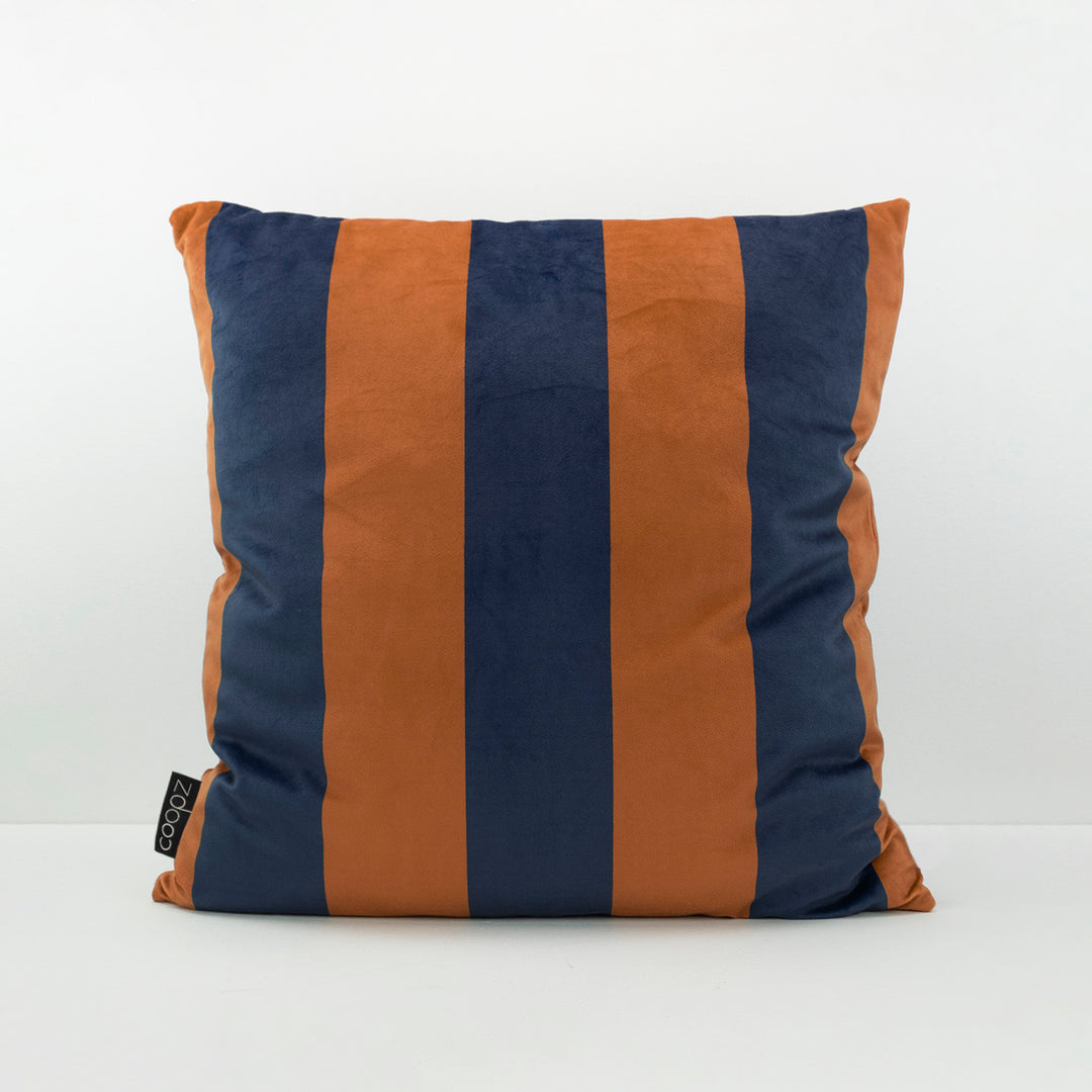 Kissenbezug Stripe Velvet Blau-Orange