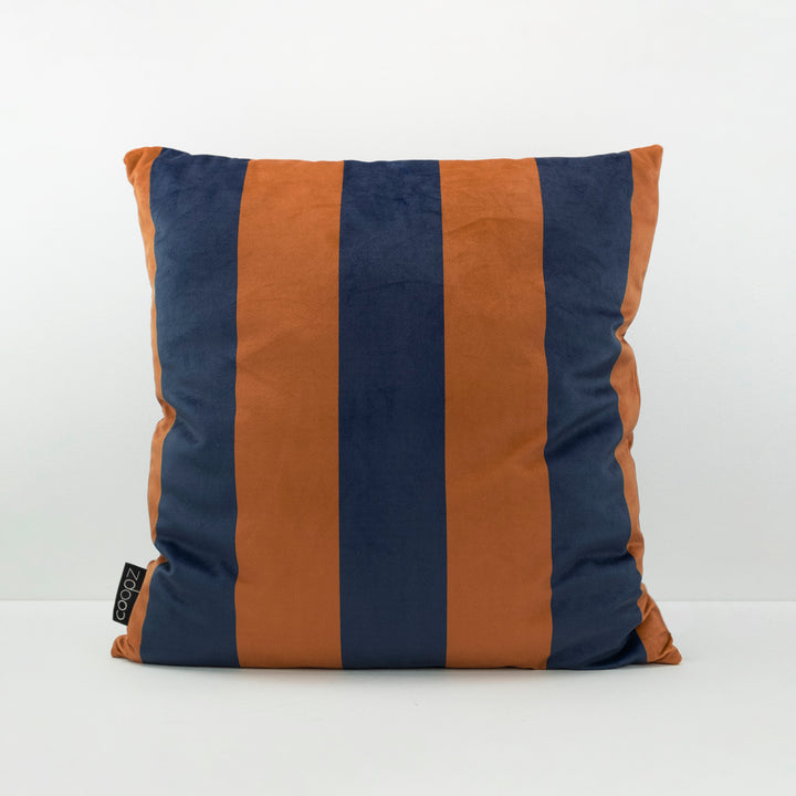 Kissenbezug Stripe Velvet Blau-Orange