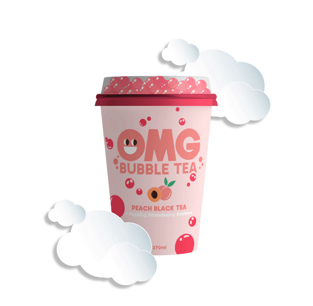 OMG Bubble Tea Pfirsich mit Erdbeer Fruchtperlen