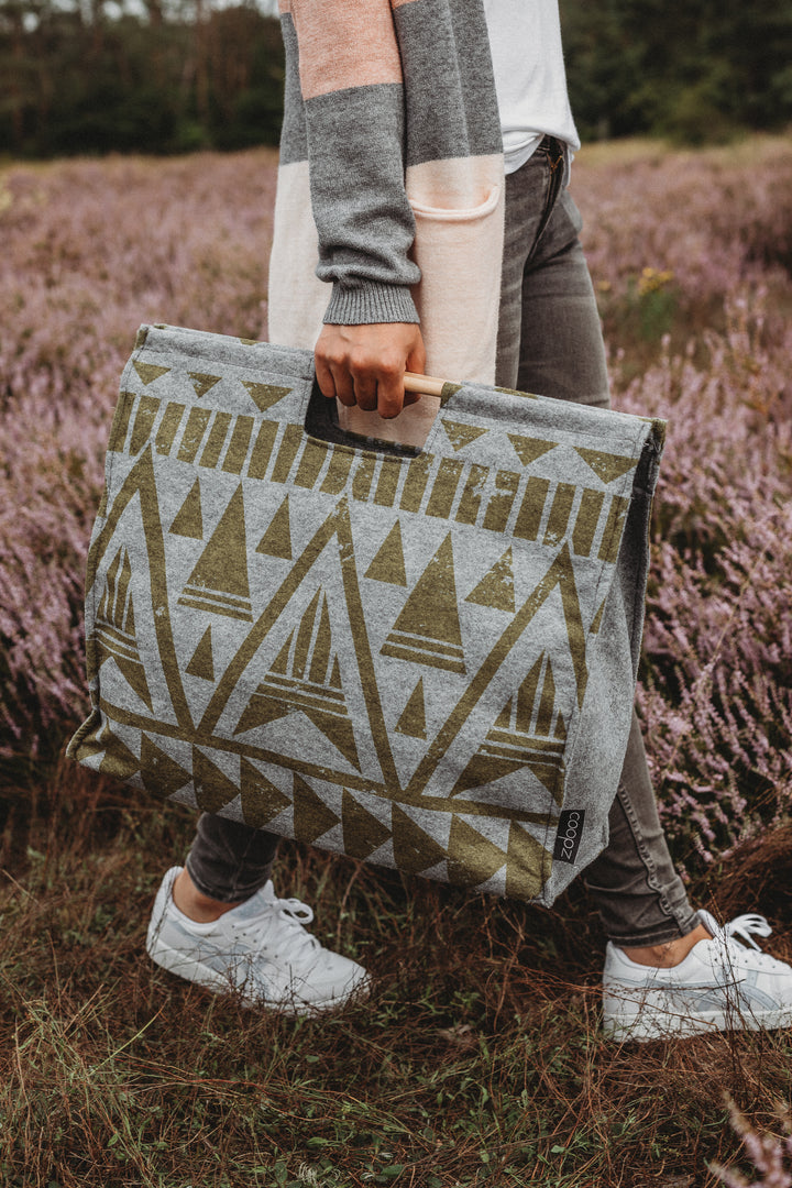 coopz Filztasche Shopper Handmade Holzgriffe