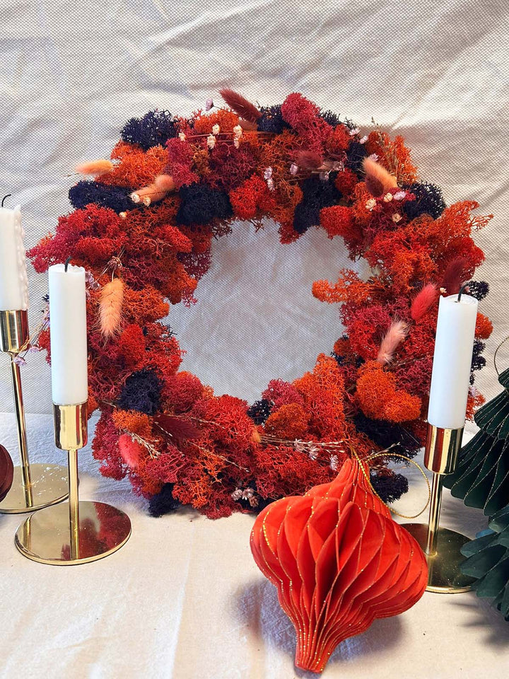 DIY Set - Adventskranz aus farbenfrohen Eichenmoos