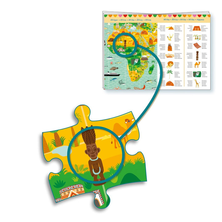 Wimmelpuzzle Weltreise mit Booklet + Poster