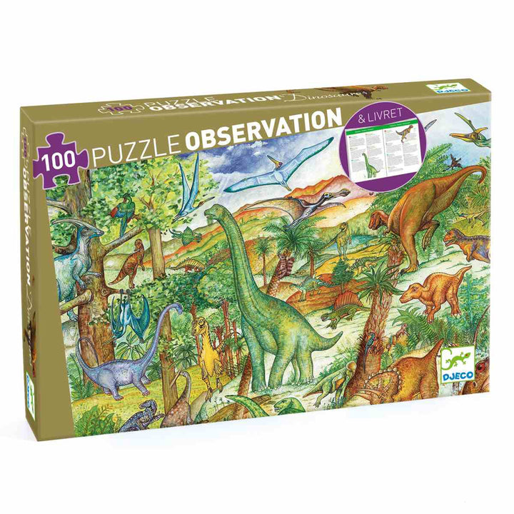 Hidden object puzzle dinosaurs with booklet + poster
