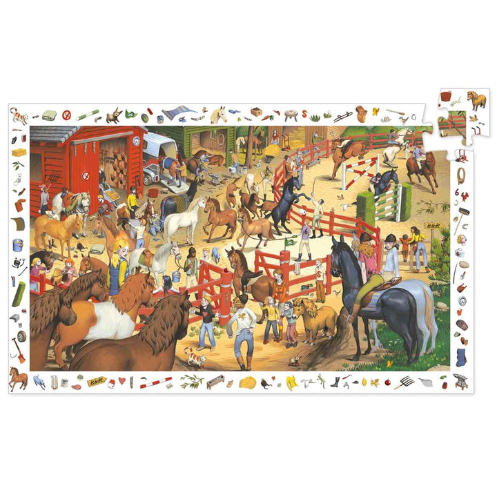 Wimmelpuzzle Reiterhof Pferde + Poster