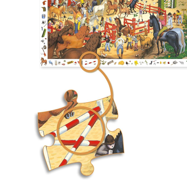 Wimmelpuzzle Reiterhof Pferde + Poster