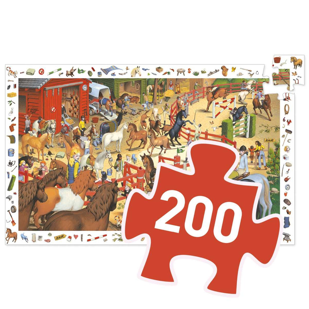 Wimmelpuzzle Reiterhof Pferde + Poster