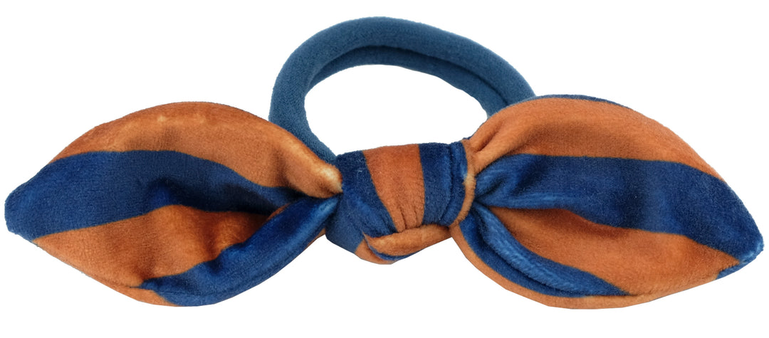 Haarschleife Mill blau orange gestreift