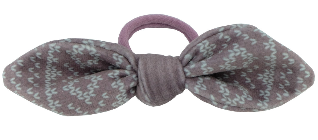 Hair bow Mill Mauve christmas knit