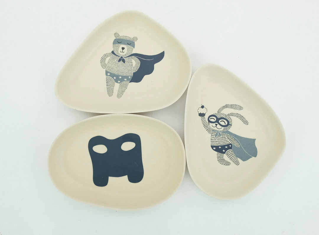 Bambus Melamine Teller Superhero 3er Set