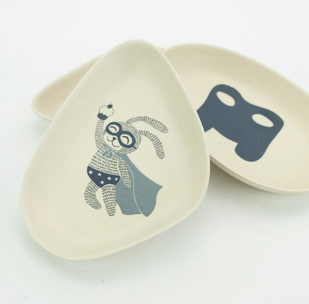 Bambus Melamine Teller Superhero 3er Set