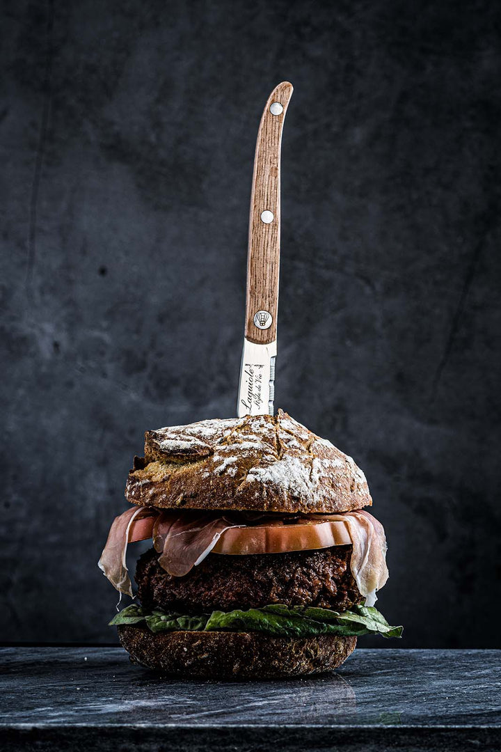 Laguiole Steakmesser Eichenholz mit Glatte Klinge