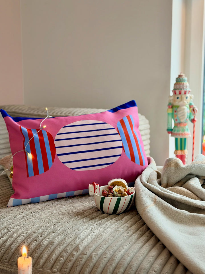 Christmas pillowcase - candy pink with rose/blue