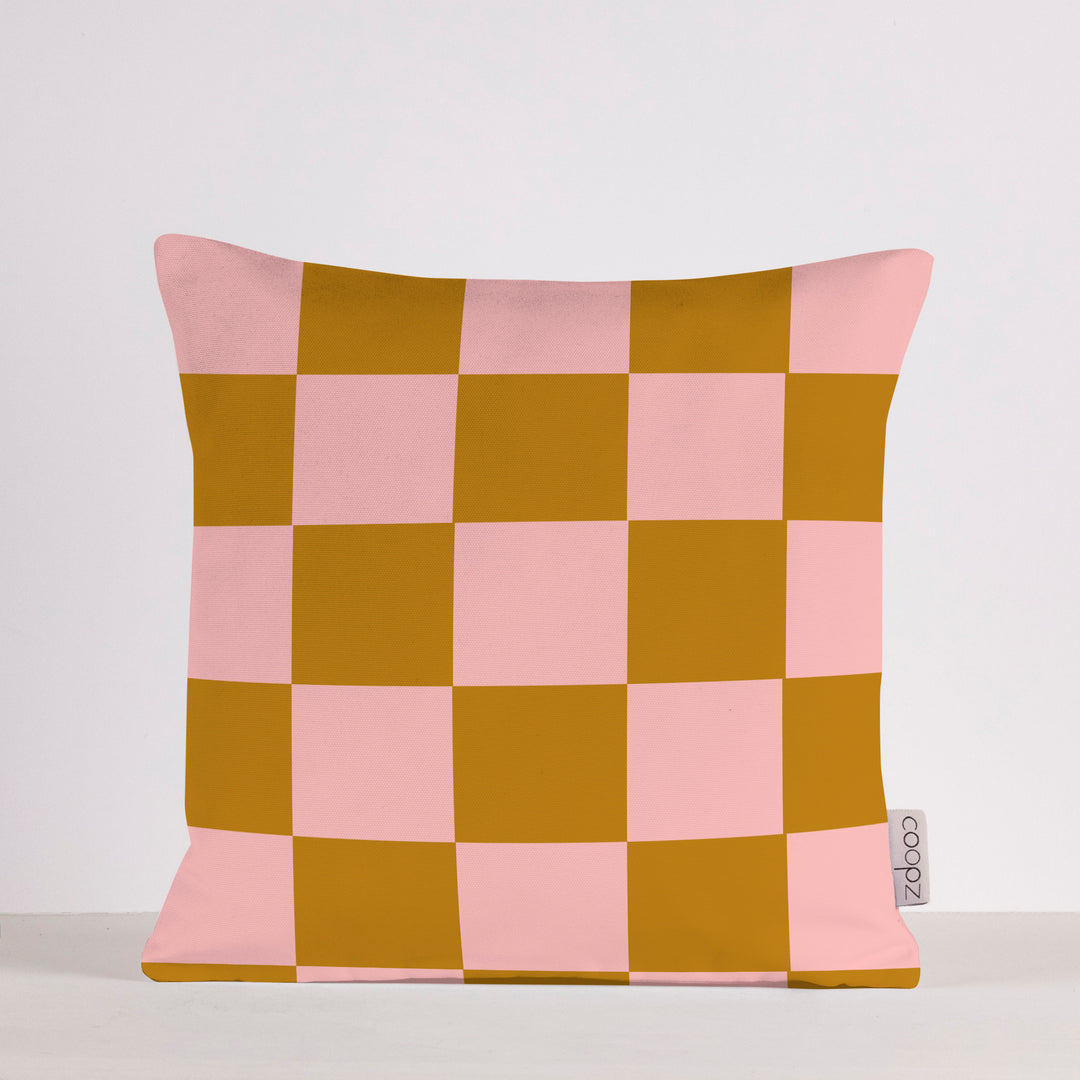 Pillowcase Check Pink/Brass