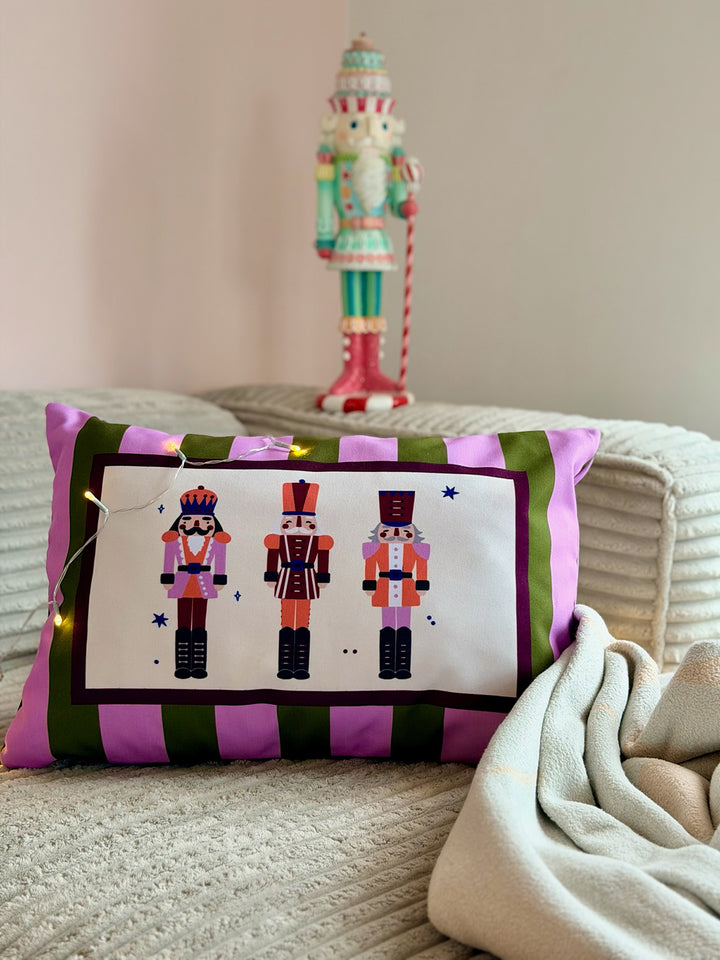 Christmas pillowcase - nutcracker green/pink
