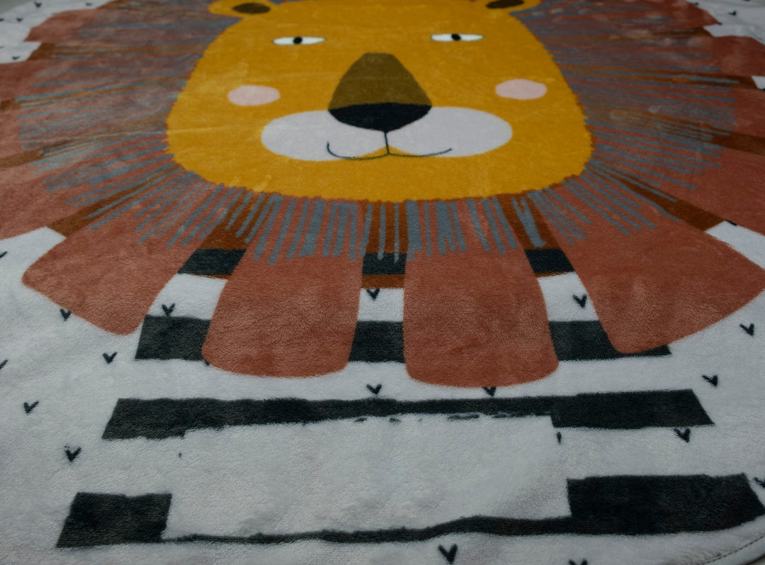 Blanket lion round light grey