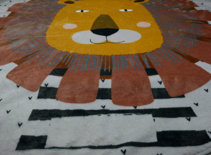 Blanket lion round light grey
