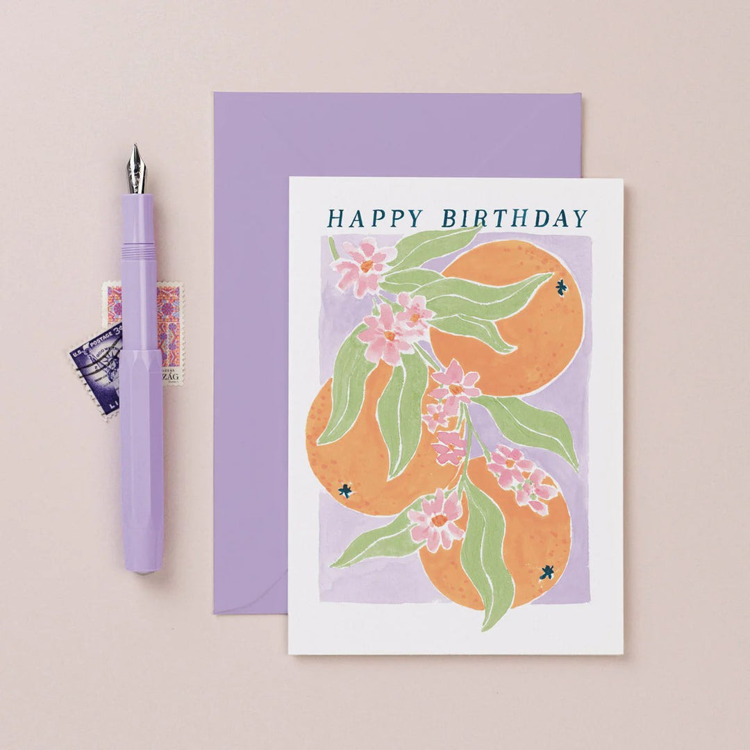 Folding card Orange Birthday Card