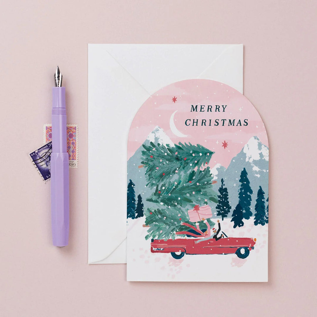 Folding card Driving Home Christmas Card