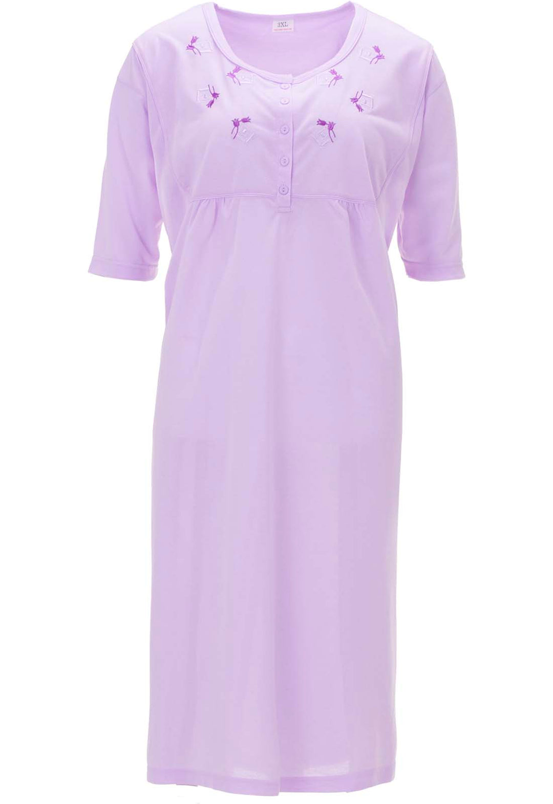 Nachthemd Kurzarm - Uni Stickerei 3XL-6XL