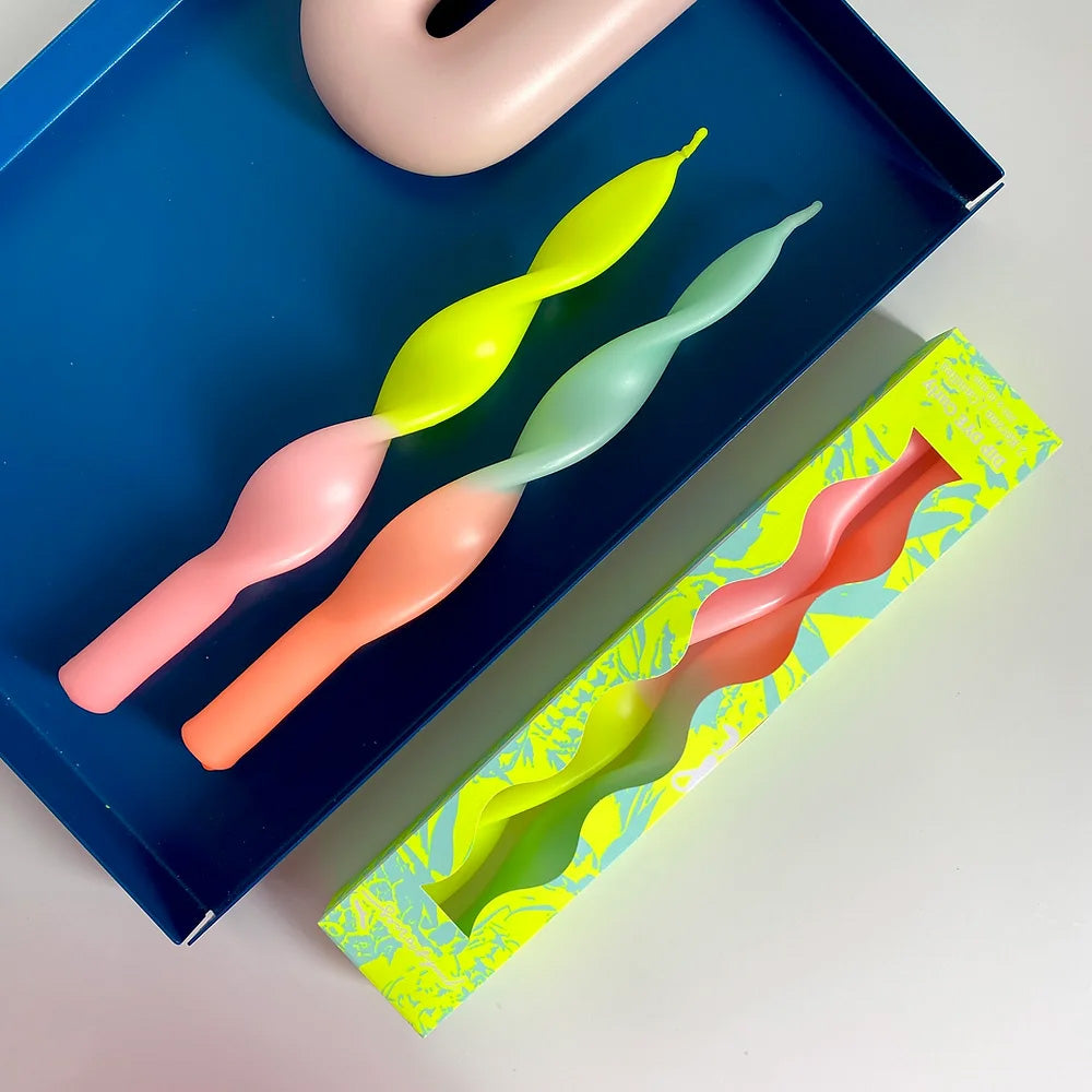 Dip Dye Curly Kerzen 2er set