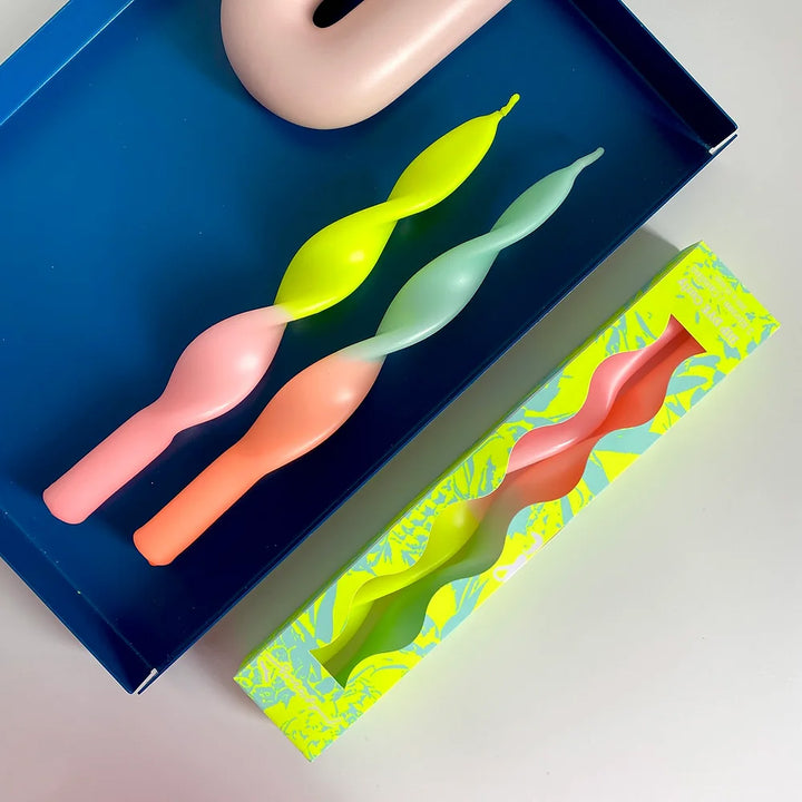 Dip Dye Curly Kerzen 2er set