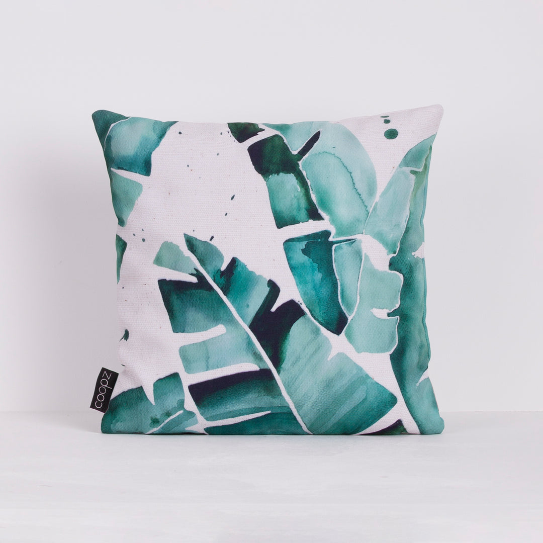 Cushion Cover Watercolor Palm Leaf Canvas Green