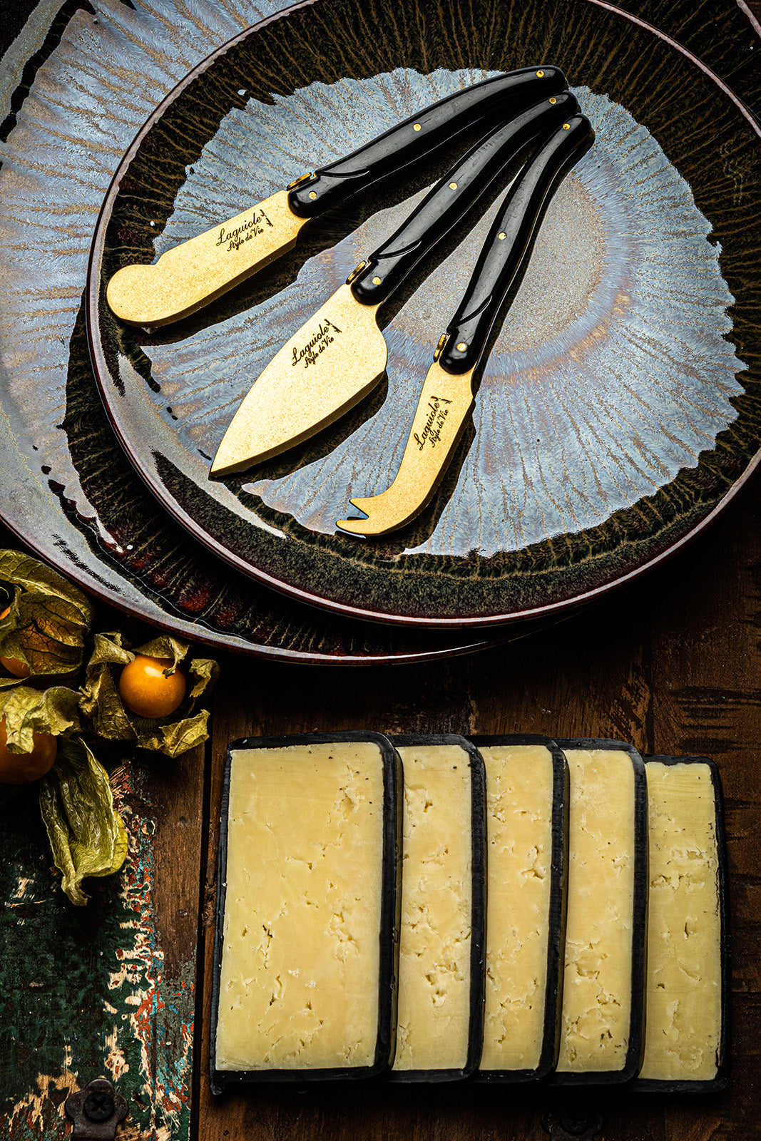 Prestige Line cheese knife set Gold Stonewash