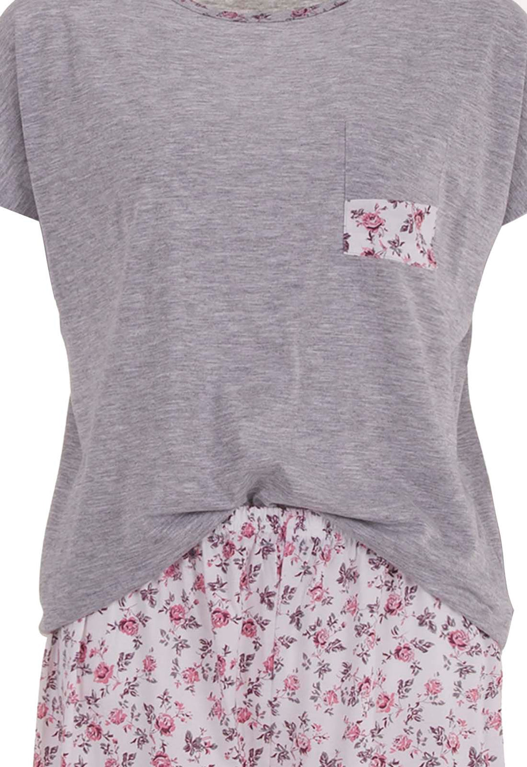 Pyjama Set Capri - Rose Herz Brusttasche