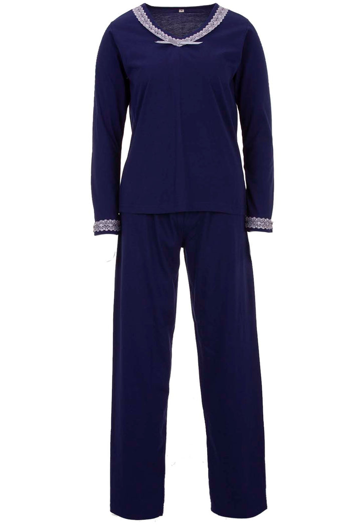 Pyjama Set Langarm - Spitze Uni
