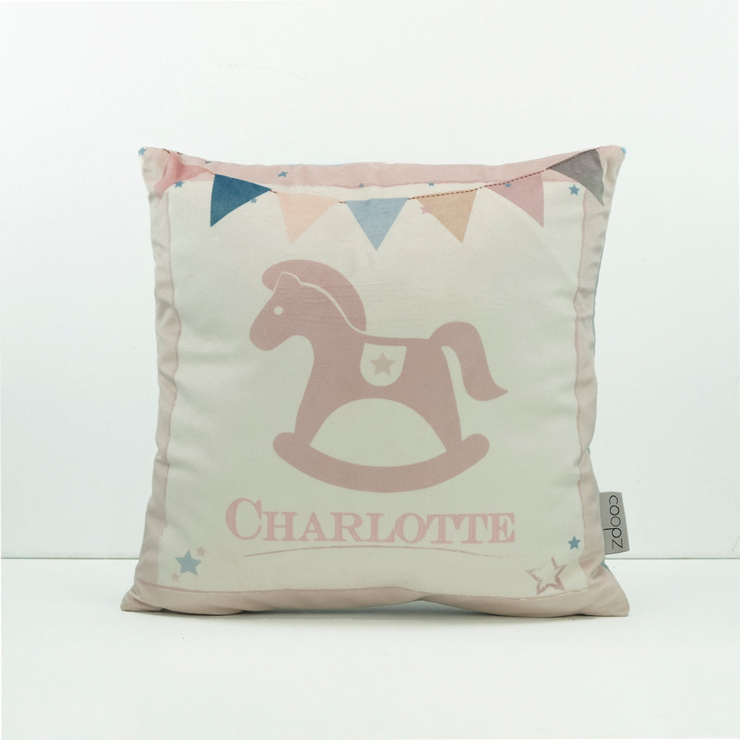 Cushion Cover Rocking Horse Pink Velvet
