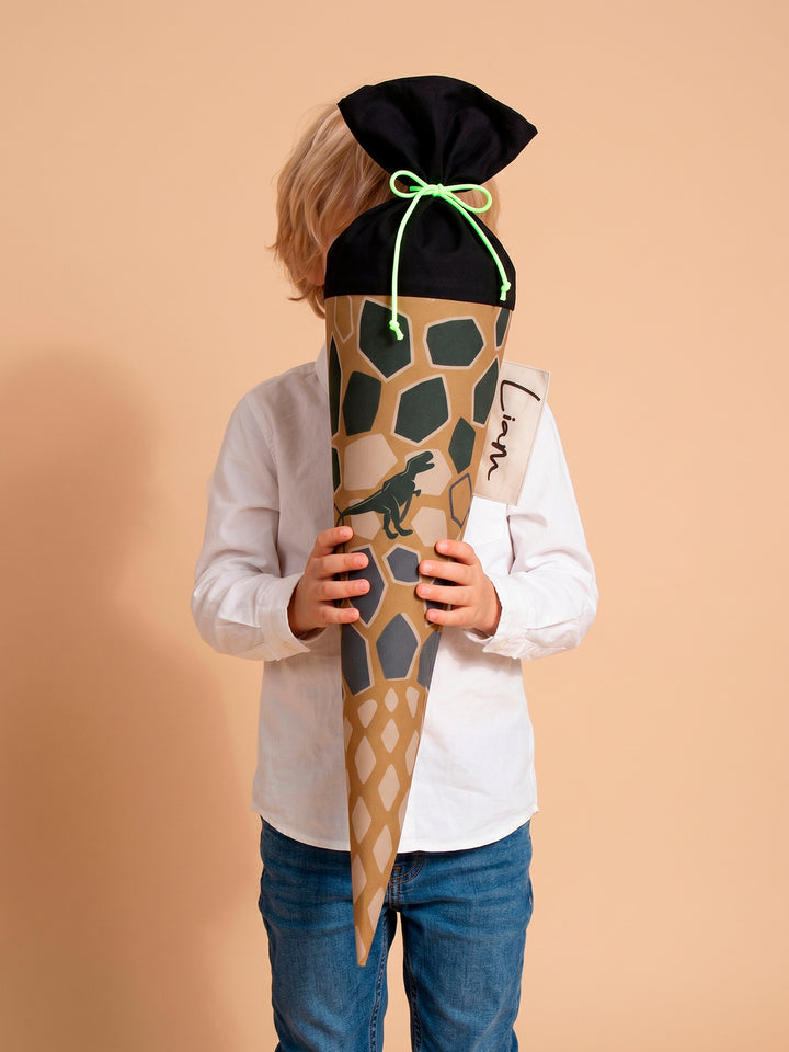 Schultüte Dino Nr. 3 mit Superheldenmaske
