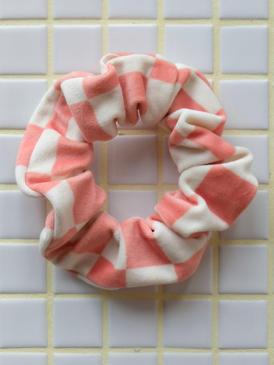 Scrunchie Karo Coral/Creme