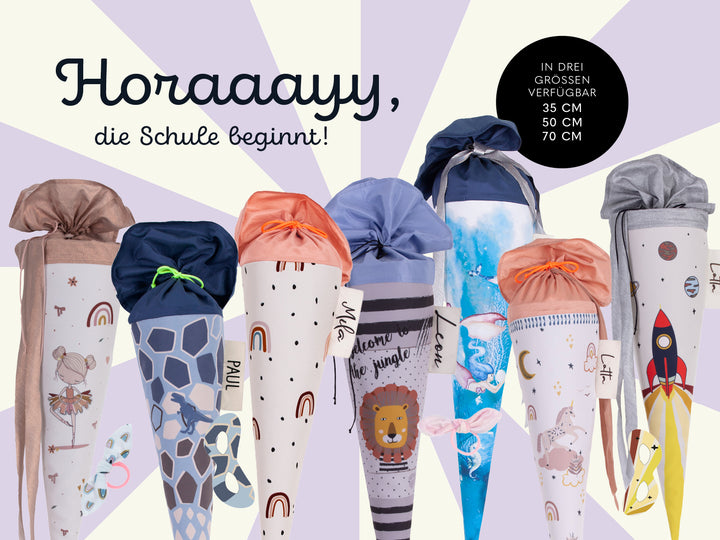 Schultüte Meerestiere 70 cm mit Haarschleife