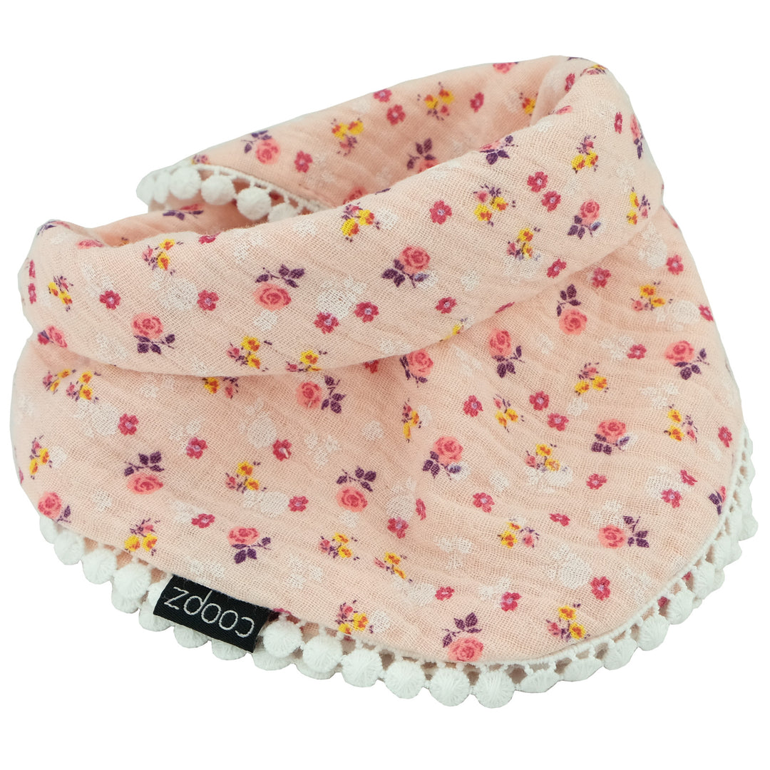 Muslin neckerchief burp cloth with border