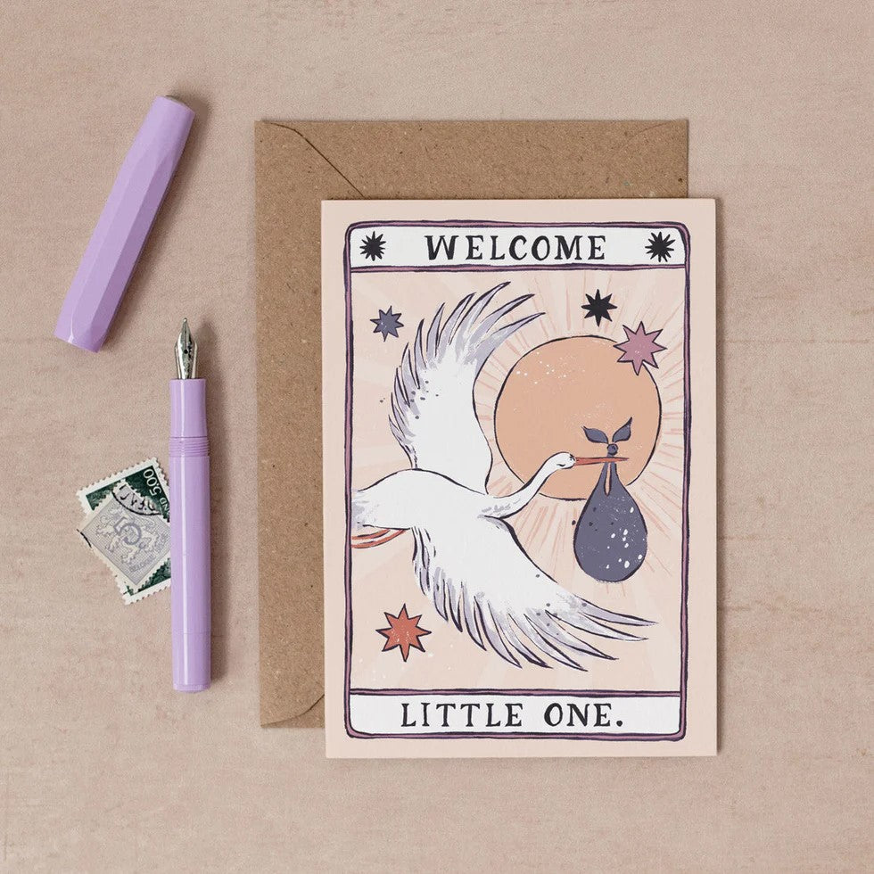 Folding card Stork New Baby Card