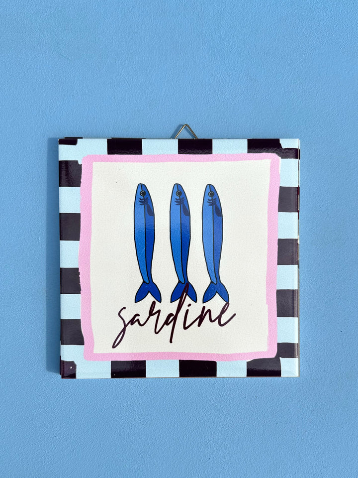 Bedruckte Fliese – Sardinen Karos